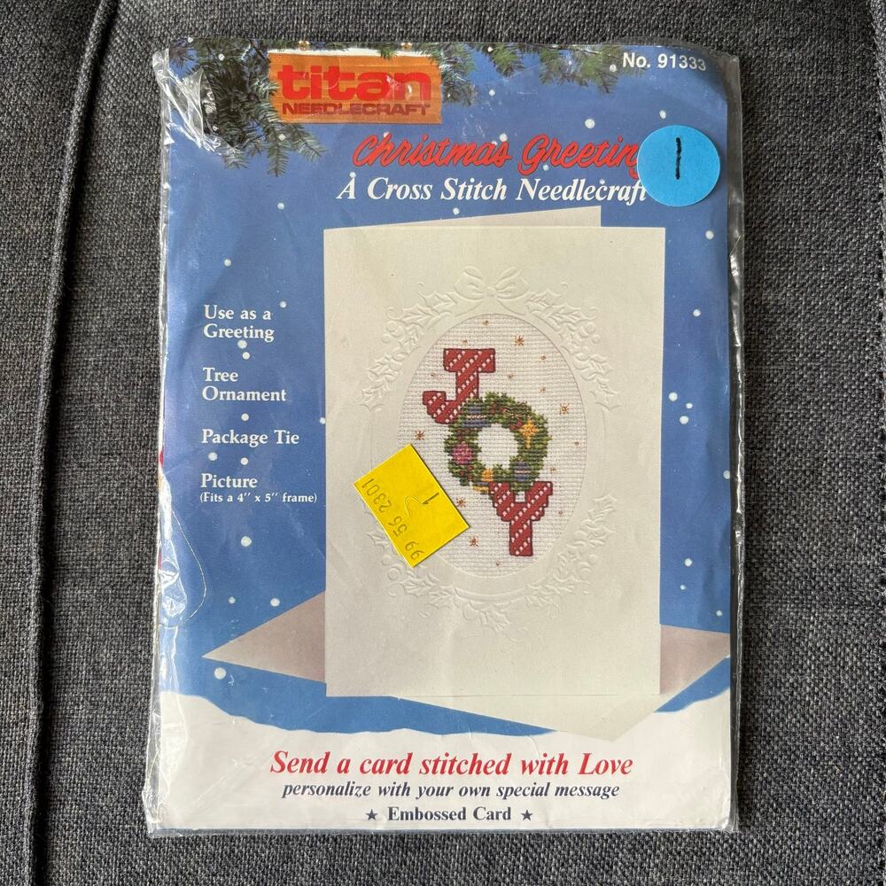 Christmas Greeting Vintage Counted Cross Stitch Kit by Titan Needlecraft - 1988